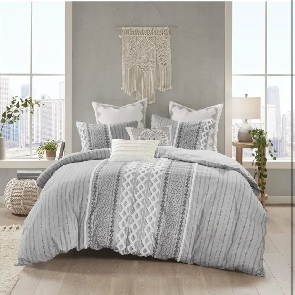 INK+IVY Imani 100% Cotton Comforter Matching‎ Shams, Full/Queen, Ivory 3 Piece